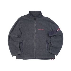 Vintage 90s Abercrombie and Fitch XL Gray Full Zip Fleece Utility Jacket Preppy